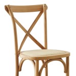 Silla Cross De Madera Asiento Esterilla De Rattan Premium Roble Claro