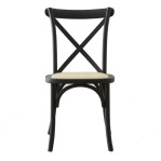 Silla Cross De Madera Asiento Esterilla De Rattan Premium Negro