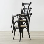 Silla Cross De Madera Asiento Esterilla De Rattan Premium Negro