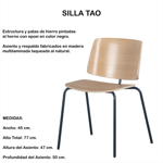 Sillas De Comedor Tao Madera Multilaminada Estruct Hierro X2 Unidades