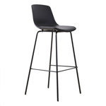 Banqueta Taburete Alpha Diseño Moderno, Hierro, Cuero Vegano, Negro