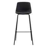 Banqueta Taburete Alpha Diseño Moderno, Hierro, Cuero Vegano, Negro