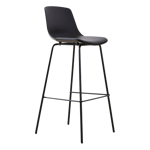 Banqueta Taburete Alpha Diseño Moderno, Hierro, Cuero Vegano, Negro