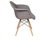 Sillon Eames Tapizado En Lino Gris Con Patas De Madera