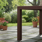 Mesa Plastica Rectangular Chocolate Simil Rattan 140x80x76cm