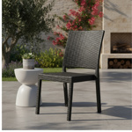 Juego de 4 Silla De Plastico Negro Reforzadas sin Apoyabrazos Simil Rattan