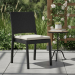 Juego de 6 Silla De Plastico Negro Reforzadas sin Apoyabrazos Simil Rattan