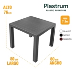 Mesa Plastica Cuadrada Simil Rattan 80x80x76cm Negra