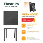 Mesa Plastica Cuadrada Simil Rattan 80x80x76cm Negra