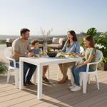 Juego 4 Sillas De Plastico Jardin Reforzadas Con Apoyabrazos Moon Blanca