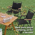 Combo x2 Reposera Plegable Waggs Playera Moderna Apoyabrazos Negro