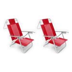 Sillon Bajo Rojo Reposera Posta Aluminio 5 Posc Coversol X 2unid