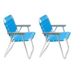 Sillón Celeste Tejido Plegable Posta Aluminio 3/4 1 Posición X 2unid