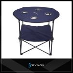 Mesa plegable de camping playa Bynox con posa vasos azul FI-MSPLBA-AZ