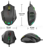 Redragon M908 Impact RGB LED MMO Mouse con botones laterales Ratón óptico 