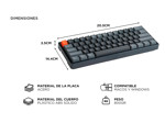 Teclado Mecánico Keychron K7 MAX Inalámbrico 65% Switch Rojo Retroiluminado RGB Hot Swap