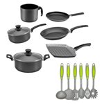 Bateria De Cocina Con Utensilios Verdes