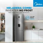 Heladera No Frost Inverter Combi MDRB424FGE46A-W 300 Lts Freezer Inferior Gris oscuro