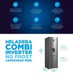 Heladera No Frost Inverter Combi MDRB424FGE46A-W 300 Lts Freezer Inferior Gris oscuro