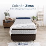 Conjunto Colchón con Sommier 1 Plaza Espuma Doble Pillow Alta Densidad 80x190 90 kg Zinus Estelar