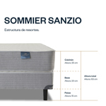 Sommier y Colchón Resorte 2 plazas 140x190 Sanzio