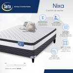 Sommier y Colchón de Resortes 2 Plazas Serta Nixa 140x190