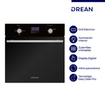 Horno A Gas Empotrable 60 cm Negro Digital Drean HGDR601CN