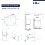 Horno A Gas Empotrable 60 cm Negro Digital Drean HGDR601CN