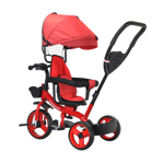 Triciclo Bebesit rojo 360° Joy 3 con luz y barra de empuje