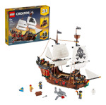 Lego Creator 3 En 1 Barco Pirata Con 4 Minifiguras Y Tiburón