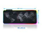 Mouse Pad Rgb Gamer Mapa Mundi 90x40cm C/ Islas Malvinas