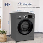 Lavarropas Bgh BWFI06S24AR Inverter 6kg Plata