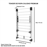 Tender Ropa Reforzado Plegable Grande Con Alas 160 Cm Color Blanco