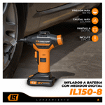 Inflador a batería con medidor digital LUSQTOFF - IL150-8
