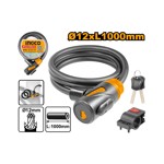 CANDADO PARA BICICLETA 12MM X 1M CON TAMBOR INGCO DBK11210