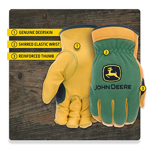 Guantes de trabajo John Deere JD00008-2XL de piel de ciervo de grano superior para hombre