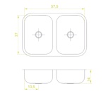 Bacha Doble para Cocina Dhinox Dh56 56x37x14 Acero Inox.