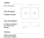 Bacha Doble para Cocina Dhinox Dh56 56x37x14 Acero Inox.