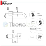 Grifería Pared Lavatorio baño Peirano Velvet negro cerámico