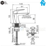 Griferia Fv Epuyen Lavatorio Monocomando Negro Mate 0181/l2