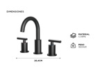 Griferia de Baño y Cocina Rieti Doble Comando Negro Mate 