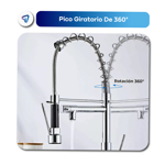 Grifería de Cocina Moderna Canilla Monocomando Extensible Cromada Waggs