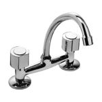 Griferia Cocina Mesada Piazza Optima Doble Comando 31210 Color Plateado