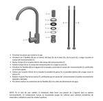Griferia Monocomando De Cocina Peirano Steel 20-205 Satinado