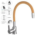 Griferia Cocina Monocomando  Naranja Flexible Cromado