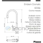 Griferia Cocina Monocomando  Naranja Flexible Cromado