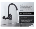 Grifería Monocomando Negra Rieti By Gadnic De Pared Baño y Cocina