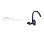 Grifería Monocomando Negra Rieti By Gadnic De Pared Baño y Cocina