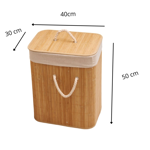 Cesto Canasto Rectangular Ropa lavadero/baño Bambu Deco tapa y manijas