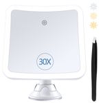 Espejo de aumento PIMPLEGO 30X con luz, 3 colores y ajuste.